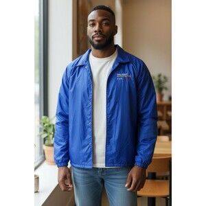 Y2K 2002 Walmart Supercenter #579 Coach Jacket Jerzees Blue M